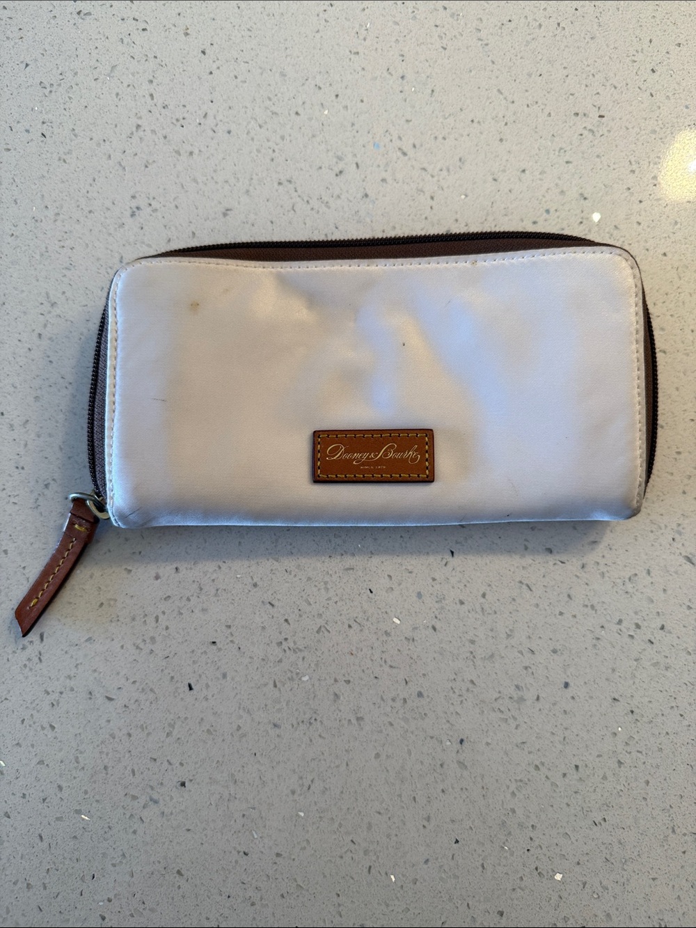 Dooney & Bourke Cream and Brown Zip Wallet